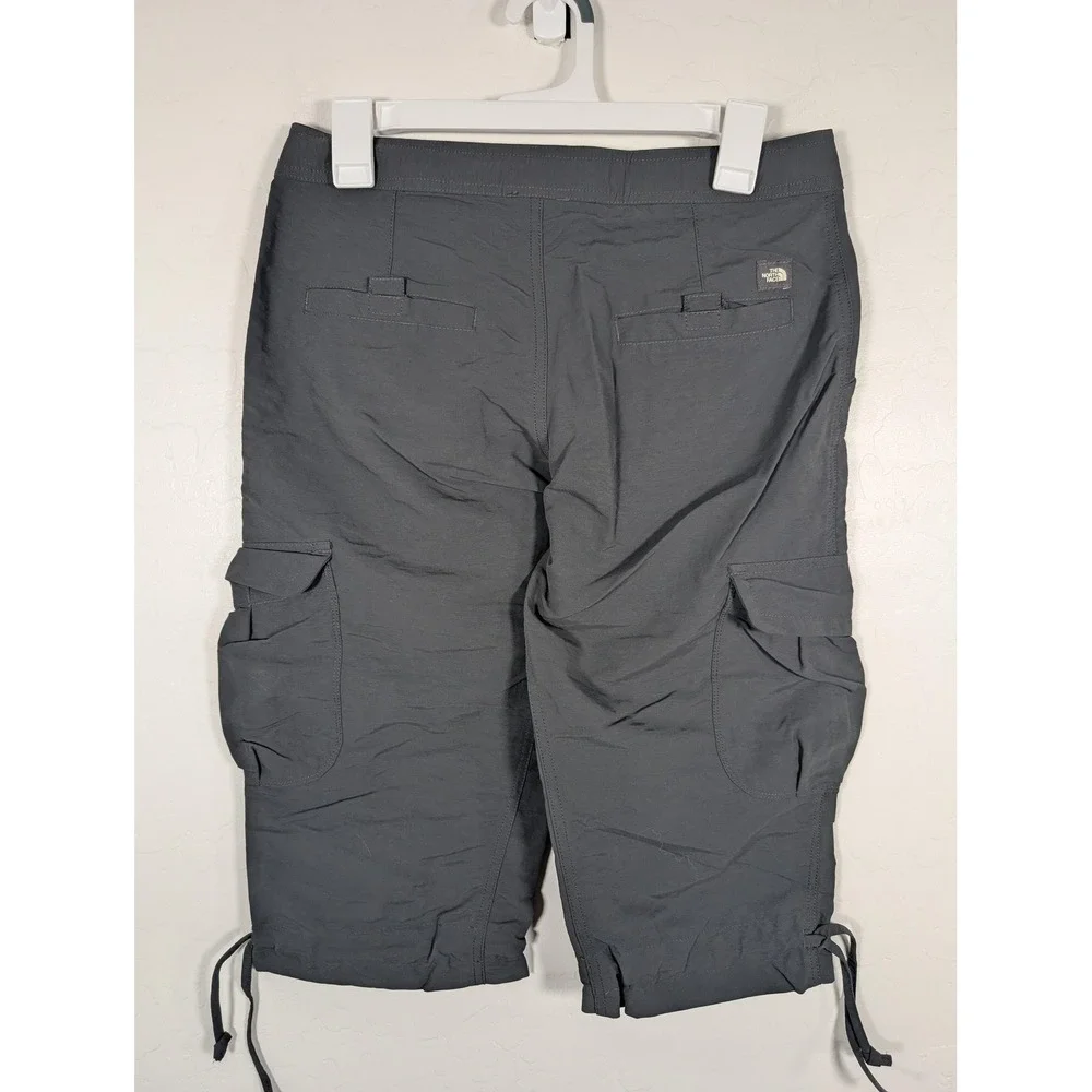 North Face Cargo Shorts Womens 4 Gray Hiking Outdoor‎ Utility Drawstring Nylon